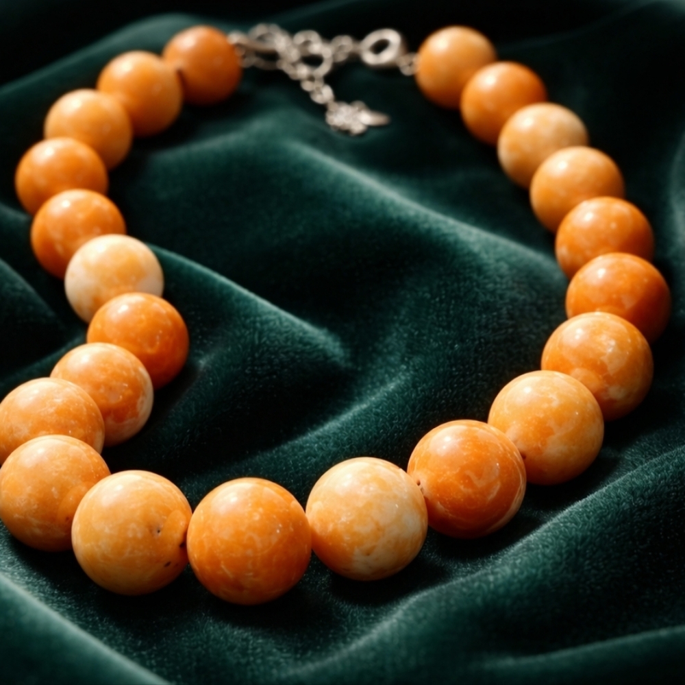Elegant Natural AVENTURINE Orange Beaded Necklace